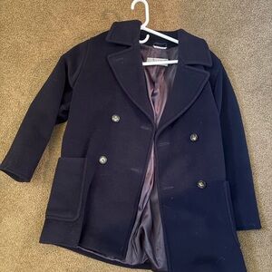 Maxmara Navy Double-Breasted Coat